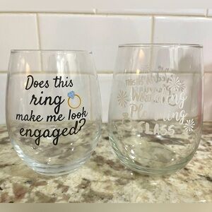 Bridal stemless wine glasses